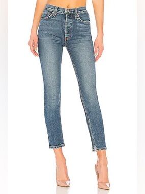 Re Done High Rise Leg Jeans Ankle Cropped   Size 24